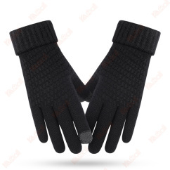 black new knitted wool gloves